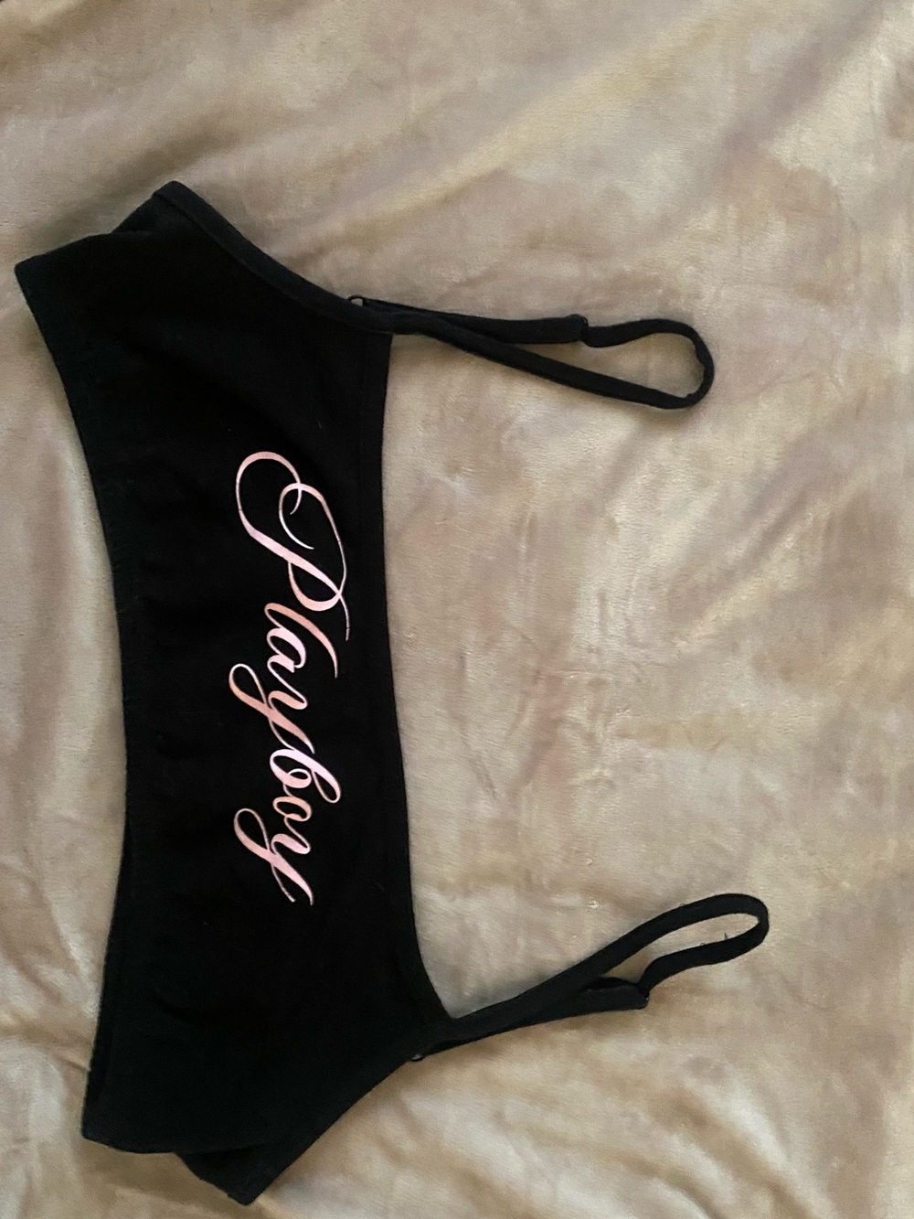 PLAYBOY Black bra top with Pink Logo - Picture 1 of 3